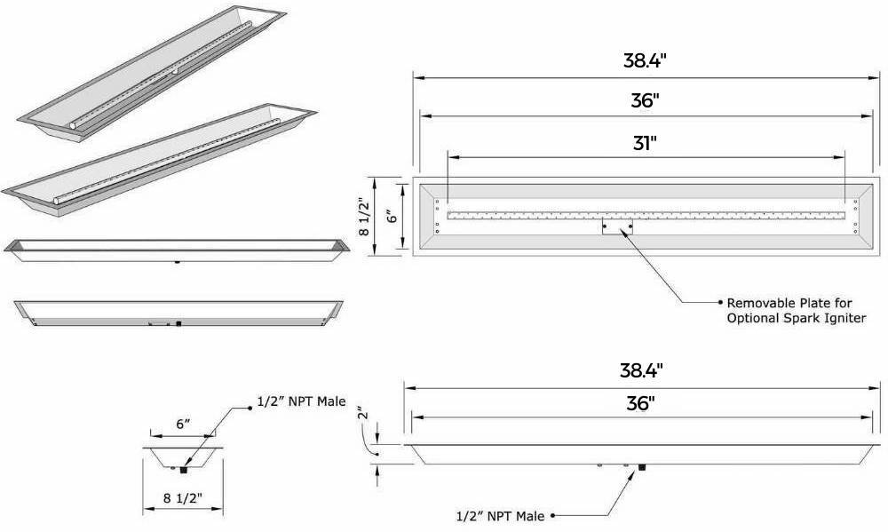 buy linear fire pit pan usa
