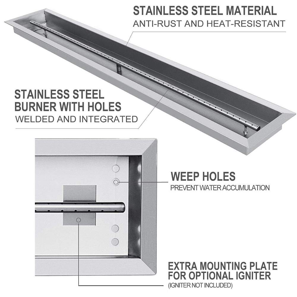 Fire Pit Burner Pan Kit: 36" linear burner: image 5